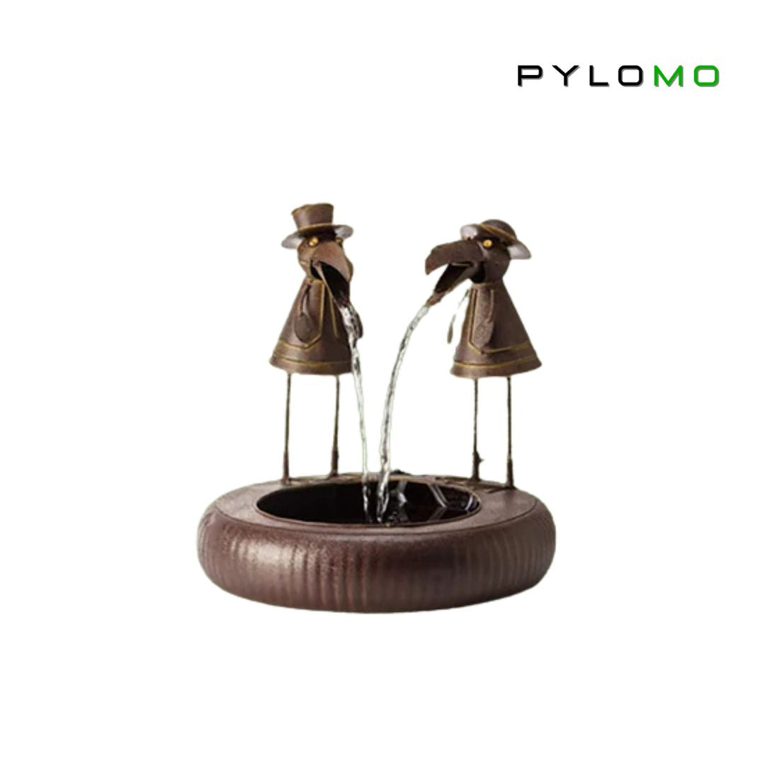 Water Fountain Polyresin 15.0 cm Brown Grey Garden Patio Bird Bath Outdoor Feature Decor | Thomler