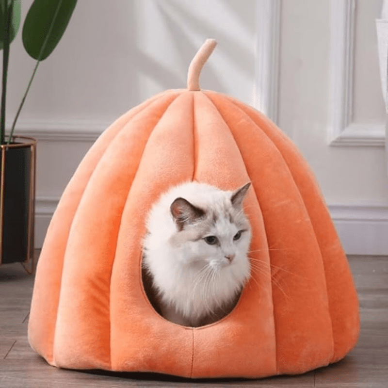 Enclosed Cat Cave Bed – Soft Plush Indoor Hideaway for Cats | Winter Cozy Pet Den with Washable Cover for Small to Medium Cats | Warm | Thomler