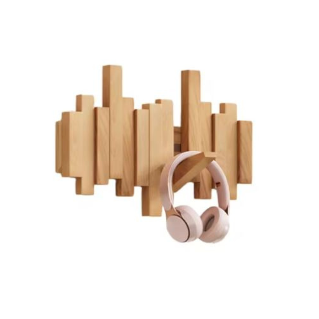 Beechwood Wall-Mount Coat Rack with Flip-Down Hooks for Entryway & Hallway Organization | Thomler