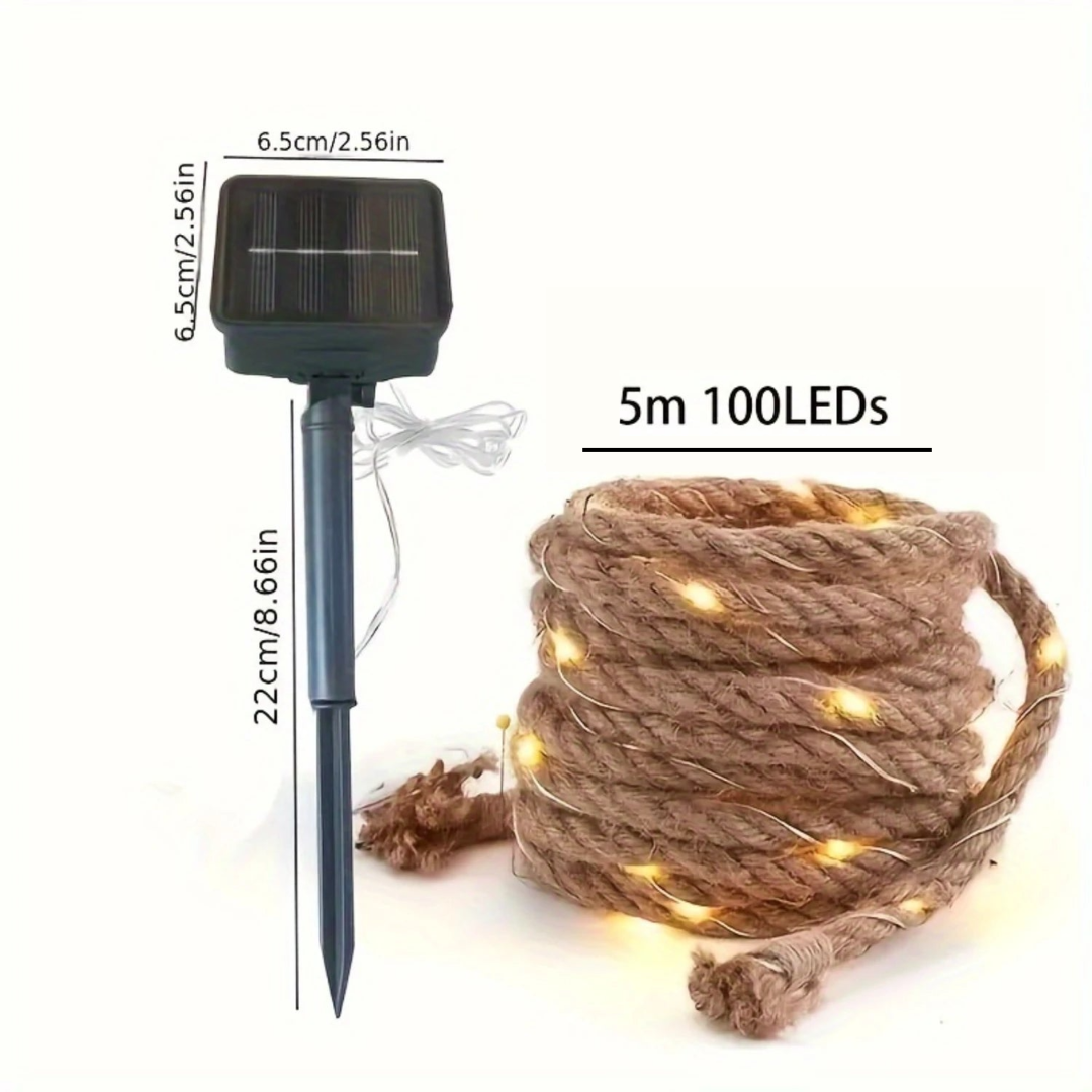 Outdoor Rope Light Hemp 16.4 ft Solar Powered 8 Colors Garden Patio Decoration | Thomler
