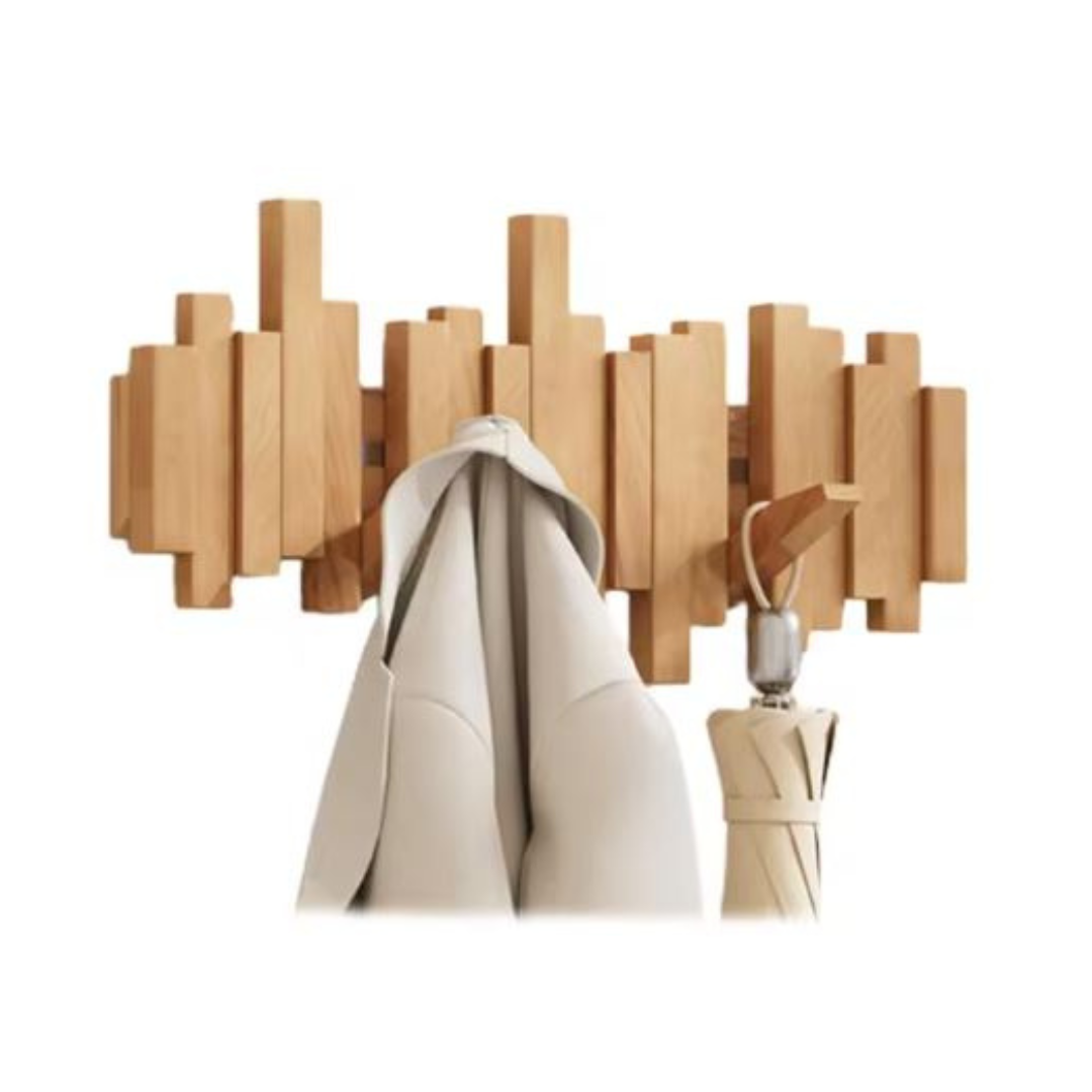 Beechwood Wall-Mount Coat Rack with Flip-Down Hooks for Entryway & Hallway Organization | Thomler
