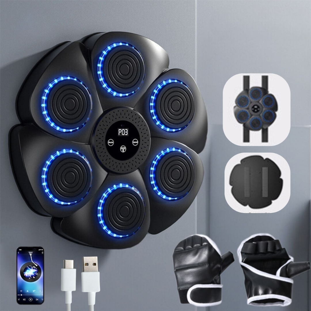 Interactive Boxing Trainer with Music & RGB Lights – Wall-Mount Reflex Pad for Home Workouts – USB Rechargeable Fitness Target with | Thomler