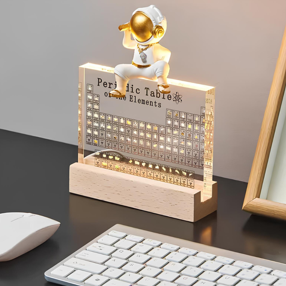 Illuminated Chemistry Display with 83 Authentic Element Specimens | Educational Desk Decor Acrylic Periodic Table Light for Science Lovers | Thomler