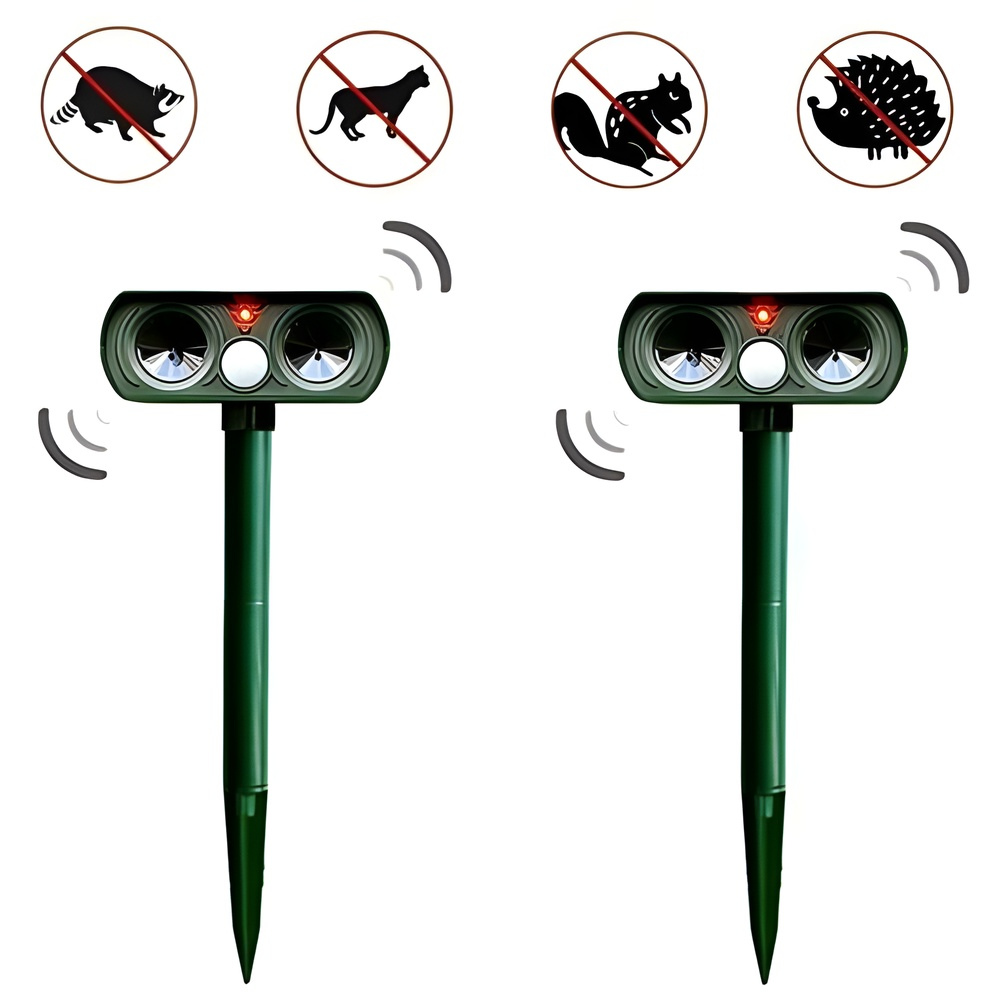 Outdoor Motion-Activated Solar Animal Repeller 26–33ft Range Weatherproof Ultrasonic Deterrent for Yard Garden Patio | Thomler