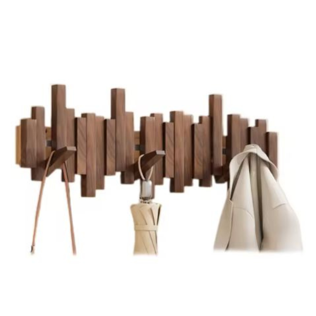 Beechwood Wall-Mount Coat Rack with Flip-Down Hooks for Entryway & Hallway Organization | Thomler