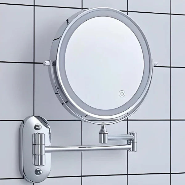 Wall Mirror LED Magnifying Glass 20.0 cm Chrome Adjustable Vanity Bathroom Makeup Mirror | Thomler
