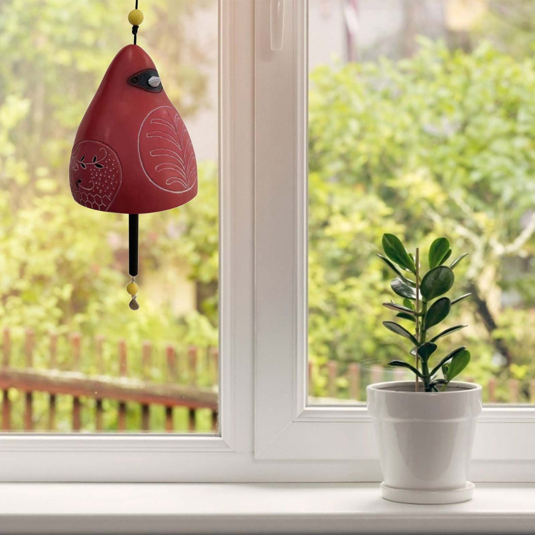 Hand-Painted Resin Bell Wind Chime – Colorful Garden Bird Accent for Yard, Patio & Porch | Thomler