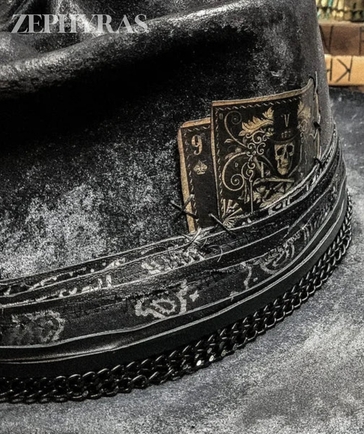 Artisan Felt Fedora with Gothic Skull Print – Bold Festival & Street Style Hat | Thomler