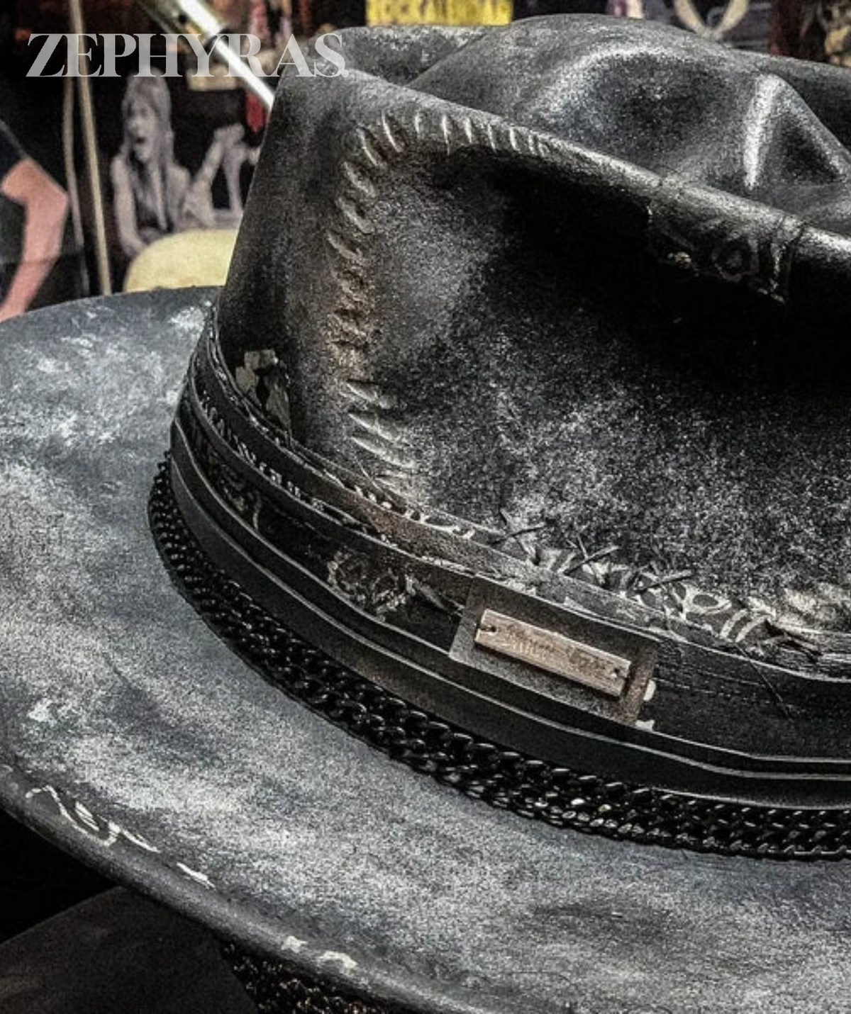 Artisan Felt Fedora with Gothic Skull Print – Bold Festival & Street Style Hat | Thomler