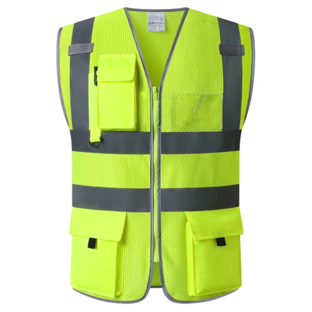 High-Visibility Safety Vest with Reflective Strips for Construction Workers & Road Crew – Breathable Workwear for Day & Night | Thomler