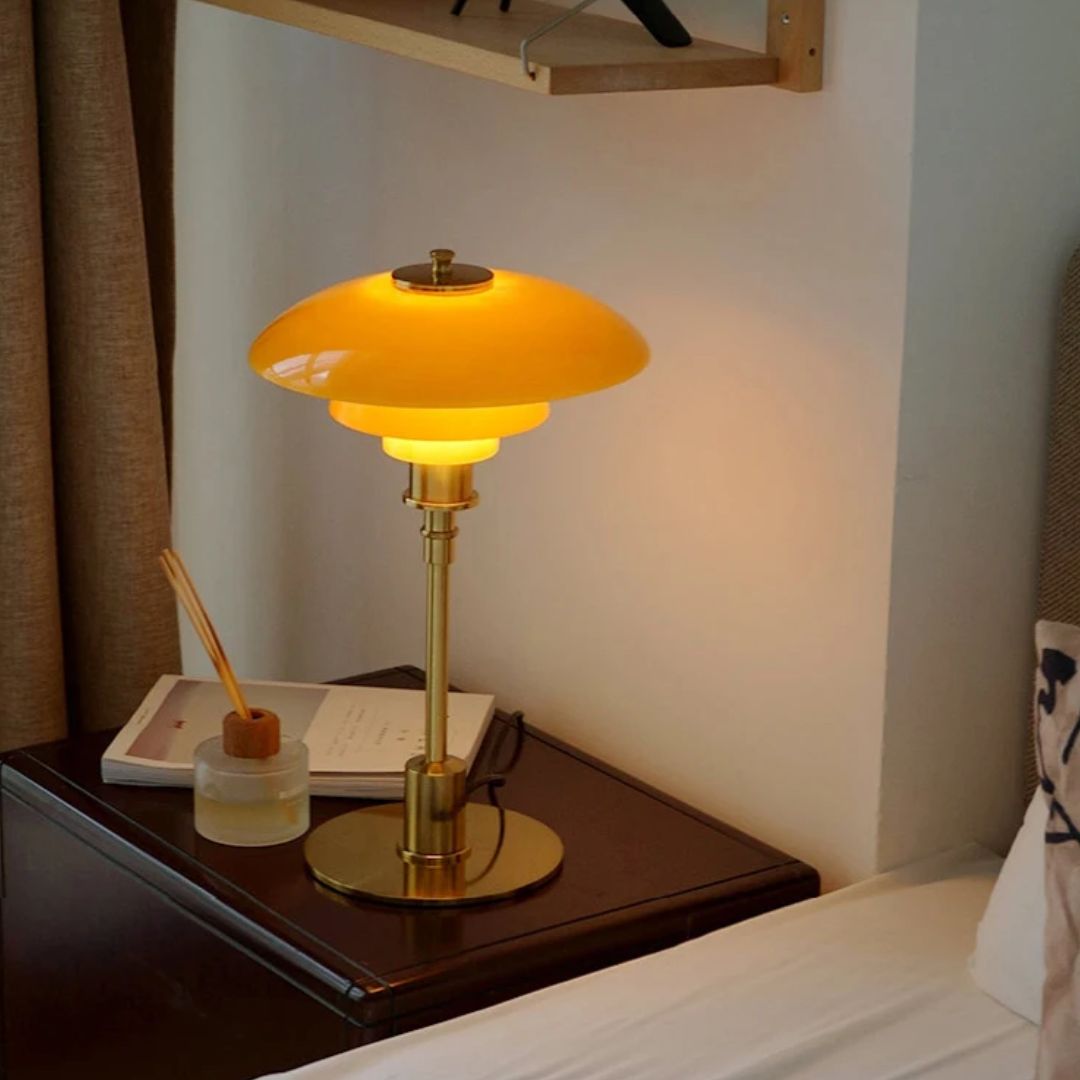 Glass Globe LED Table Lamp with Metallic Base – Modern Scandinavian Accent Lighting for Bedroom, Living Room, Office & Study | Thomler