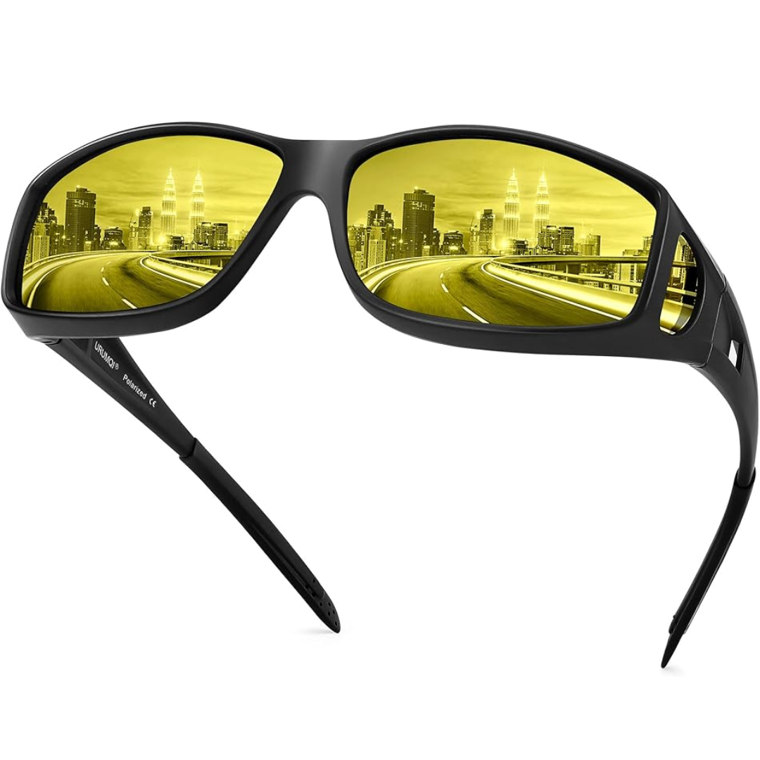 Yellow-Tinted Driving Eyewear for Reduced Headlight Glare at Night & Dusk | Polarized Lenses for Improved Road Visibility | Featherweight | Thomler