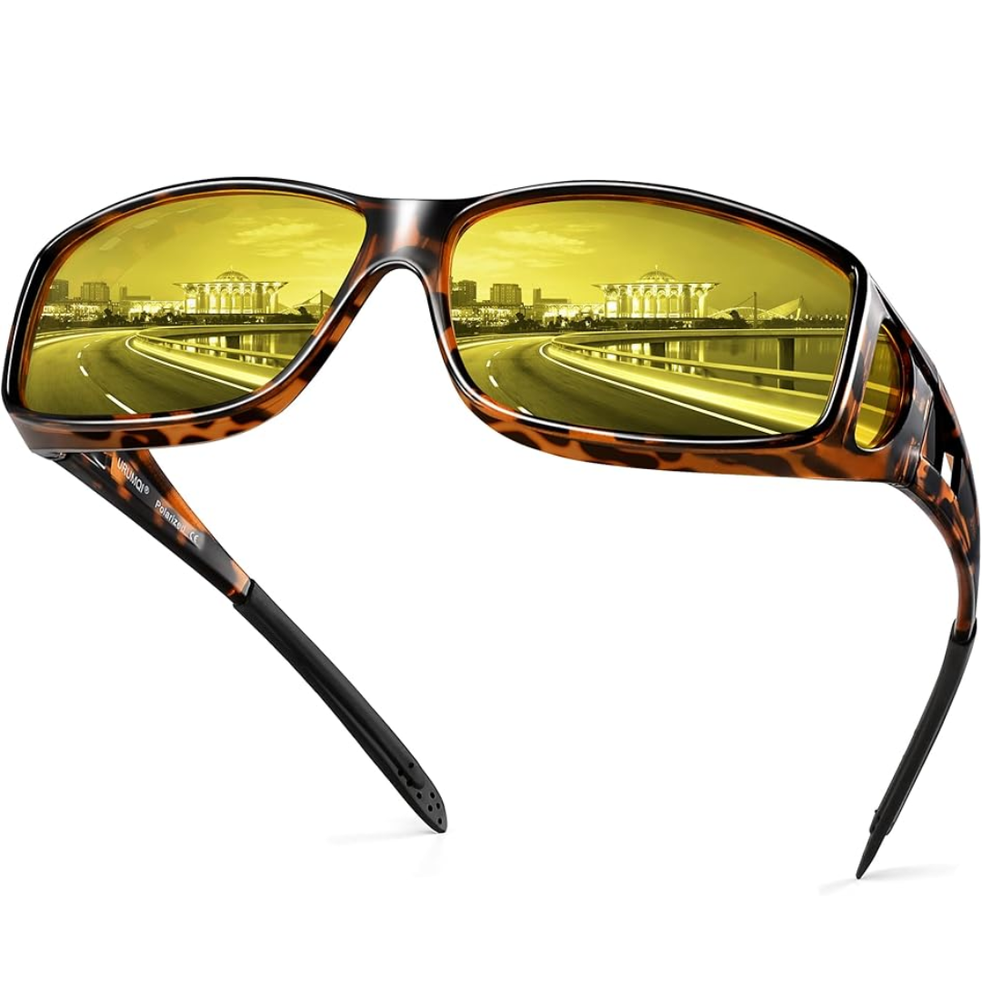 Yellow-Tinted Driving Eyewear for Reduced Headlight Glare at Night & Dusk | Polarized Lenses for Improved Road Visibility | Featherweight | Thomler