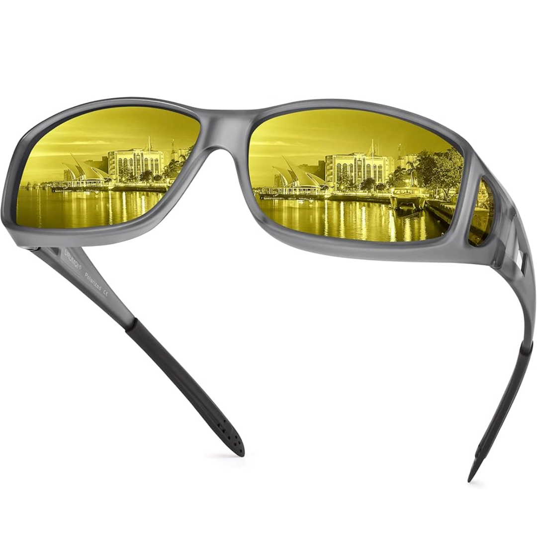 Yellow-Tinted Driving Eyewear for Reduced Headlight Glare at Night & Dusk | Polarized Lenses for Improved Road Visibility | Featherweight | Thomler