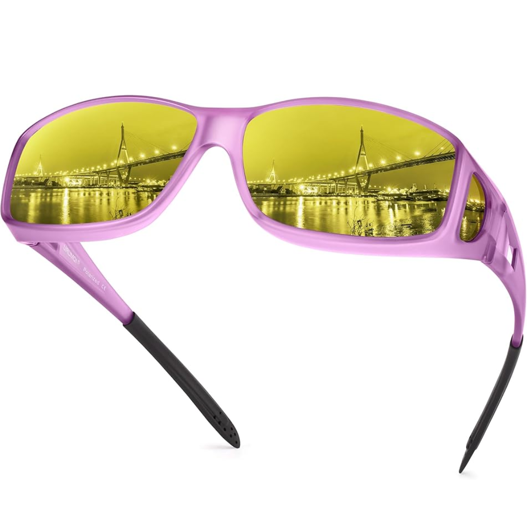 Yellow-Tinted Driving Eyewear for Reduced Headlight Glare at Night & Dusk | Polarized Lenses for Improved Road Visibility | Featherweight | Thomler