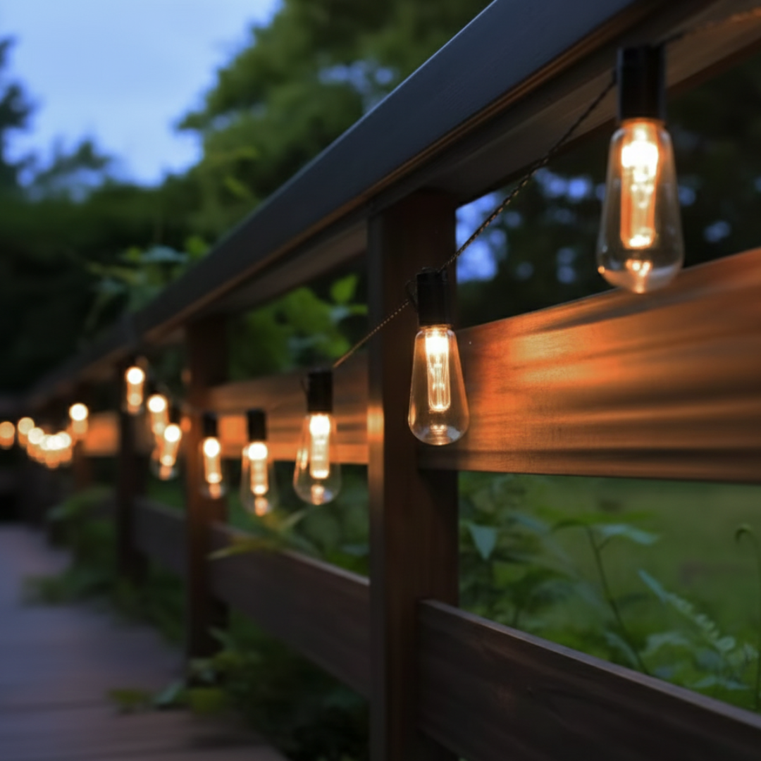 Solar-Powered Outdoor String Lights with Edison Bulbs for Camping, Patio & Garden – 33 ft Waterproof LED Decor | Thomler