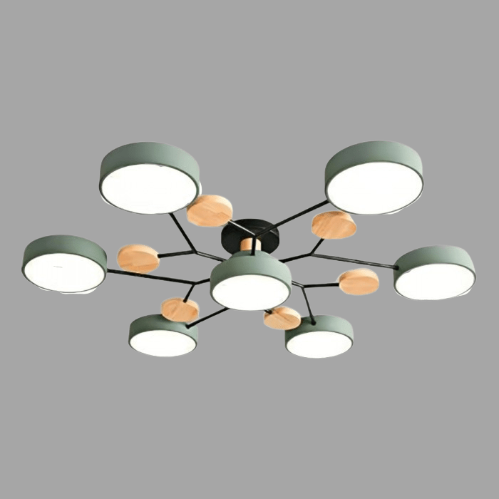 Branched Disc LED Ceiling Light with Wood Accents – Modern Scandinavian Design for Living Room, Bedroom & Dining | Thomler