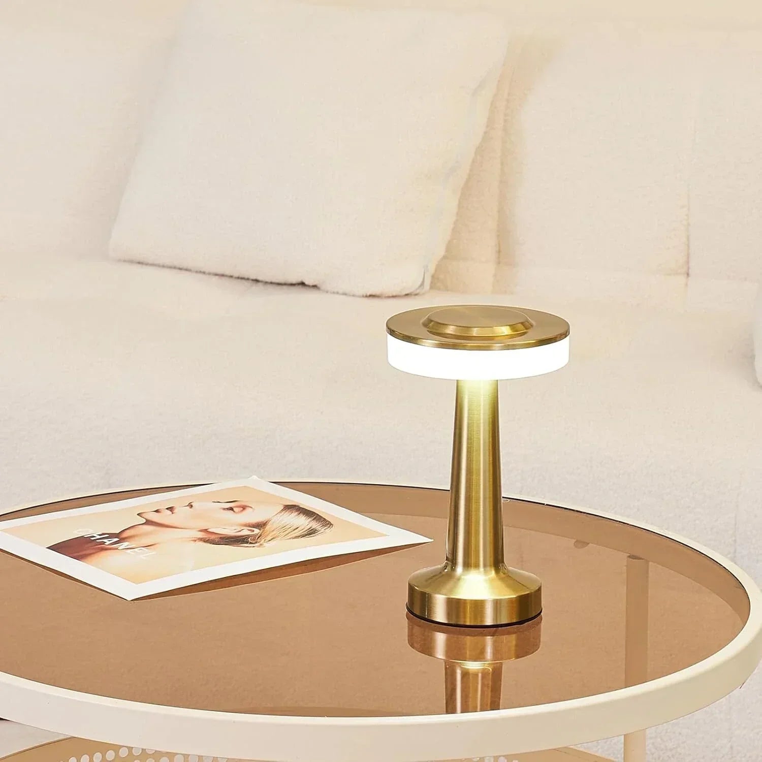 Table Lamp Metal 21.0 cm USB Rechargeable Dimmable Bedroom Restaurant Wireless LED Mood Lighting | Thomler
