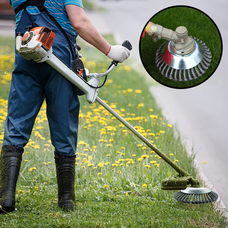 Steel Wire Brush Trimmer Head for Weed Removal – Universal Attachment for String Trimmers & Brush Cutters – Heavy-Duty 360° Design for | Thomler