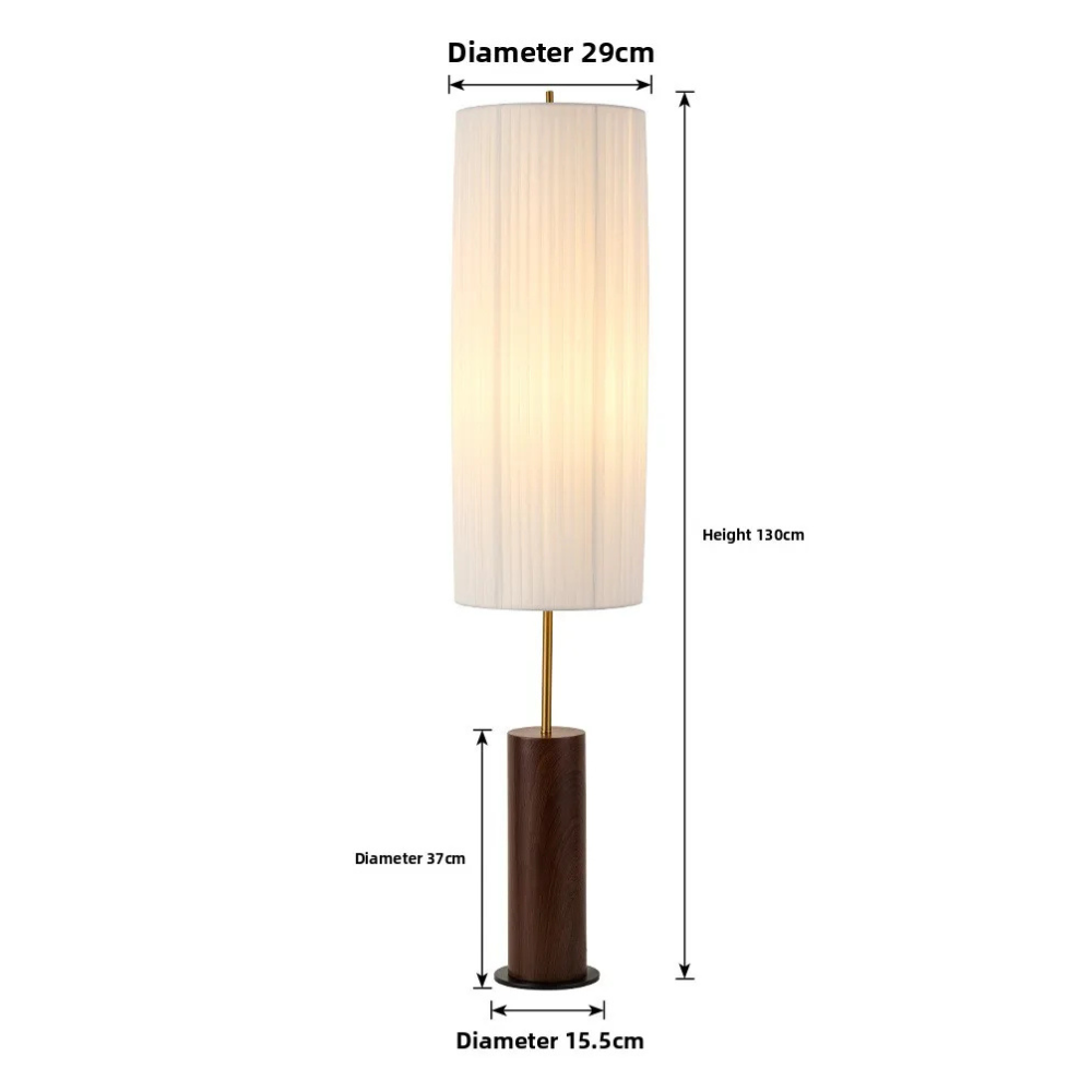 Upright Fabric Shade Reading Lamp with Wood & Metal Base for Living Rooms | Thomler