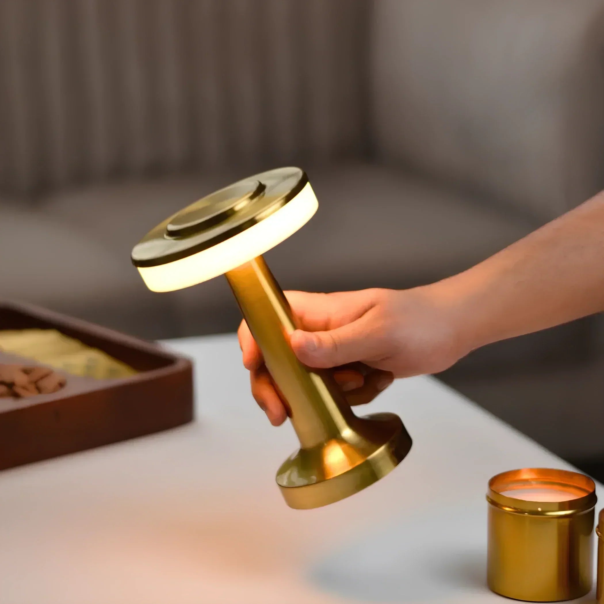 Table Lamp Metal 21.0 cm USB Rechargeable Dimmable Bedroom Restaurant Wireless LED Mood Lighting | Thomler