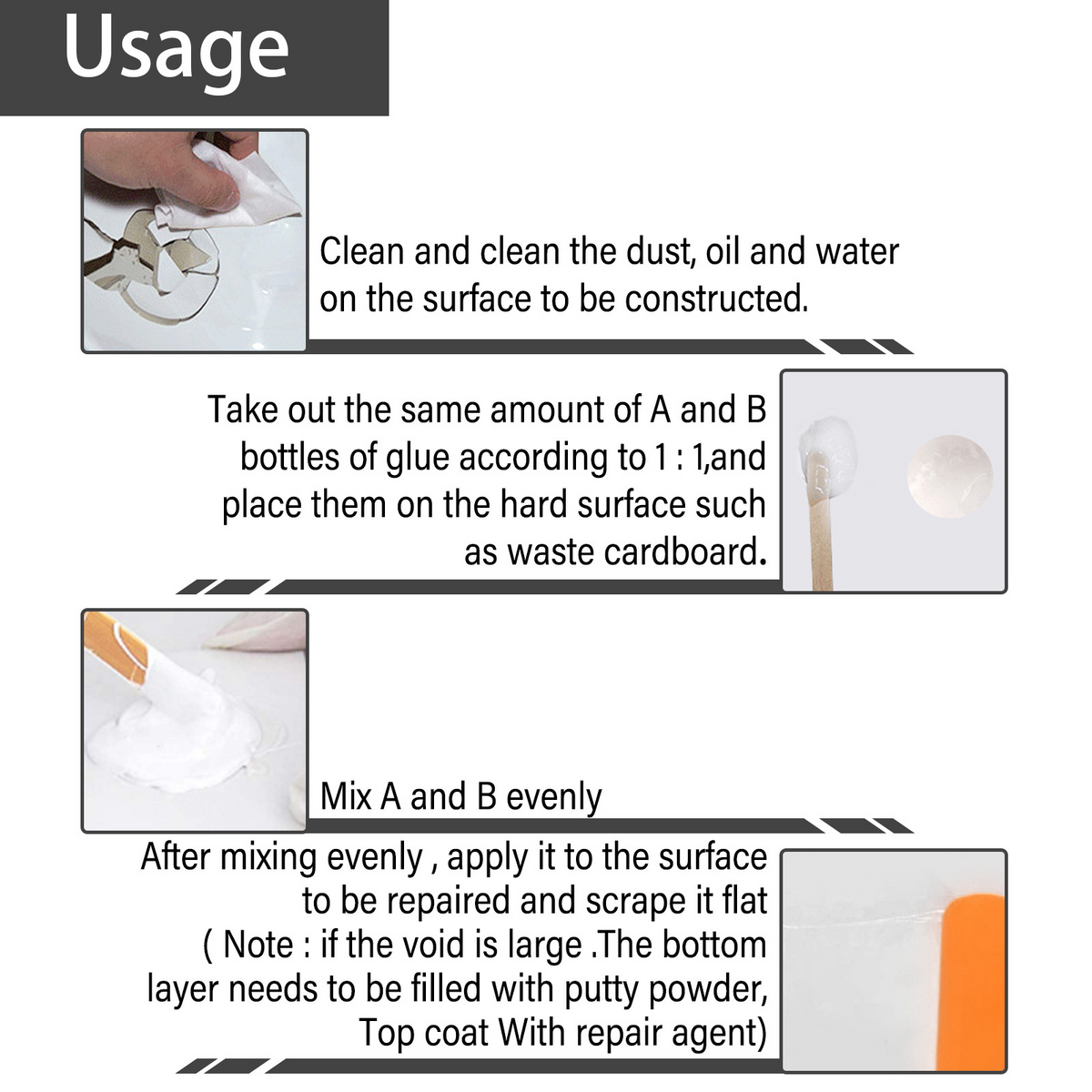 Two-Part Surface Repair Paste for Tiles, Bathtubs, Sinks & Stone – Waterproof Epoxy Fix for Chips, Cracks & Scratches | Thomler
