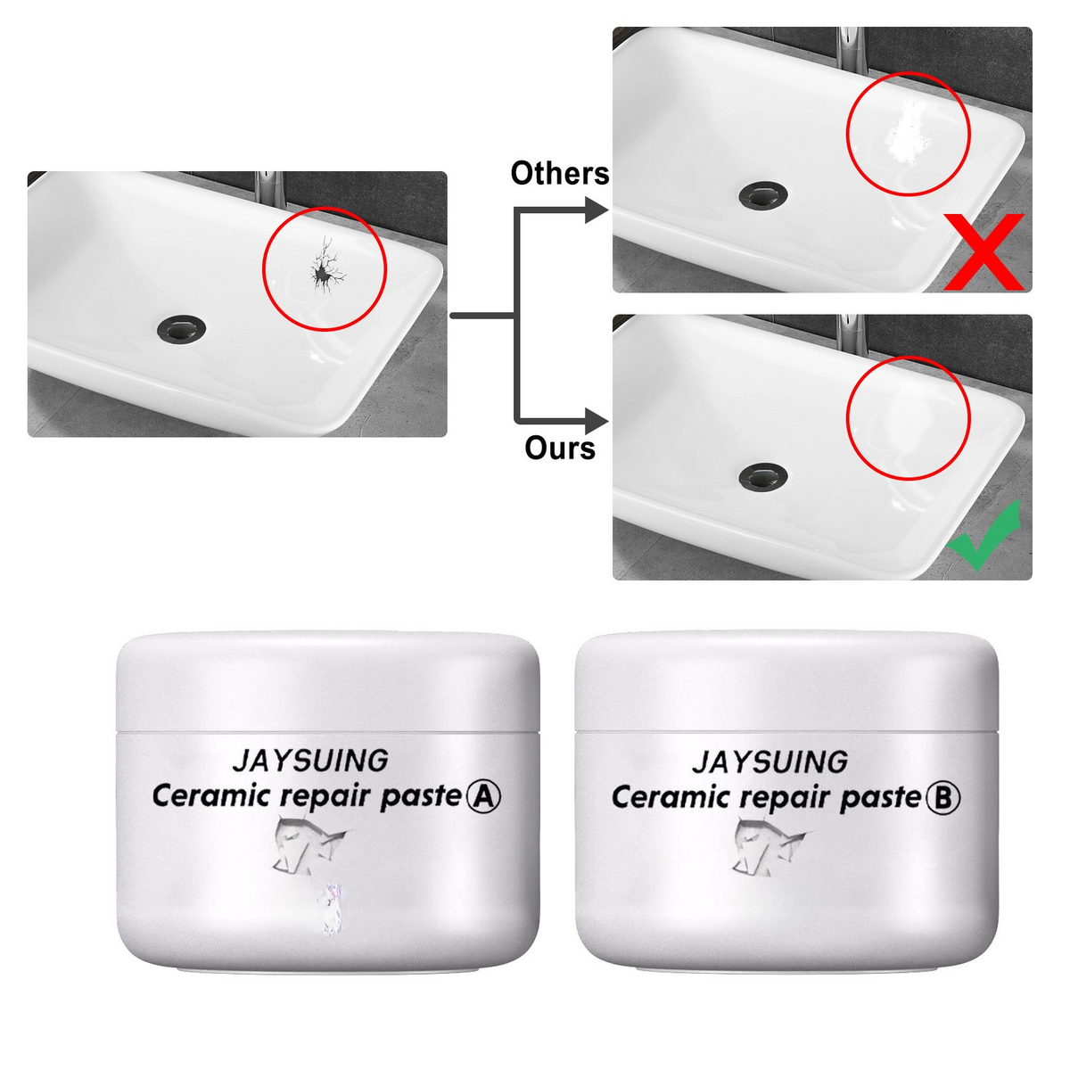 Two-Part Surface Repair Paste for Tiles, Bathtubs, Sinks & Stone – Waterproof Epoxy Fix for Chips, Cracks & Scratches | Thomler