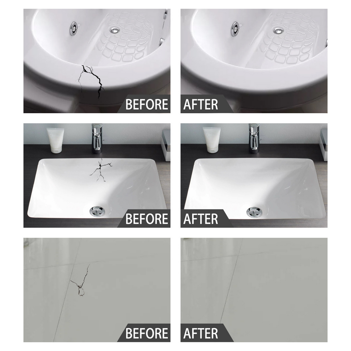 Two-Part Surface Repair Paste for Tiles, Bathtubs, Sinks & Stone – Waterproof Epoxy Fix for Chips, Cracks & Scratches | Thomler