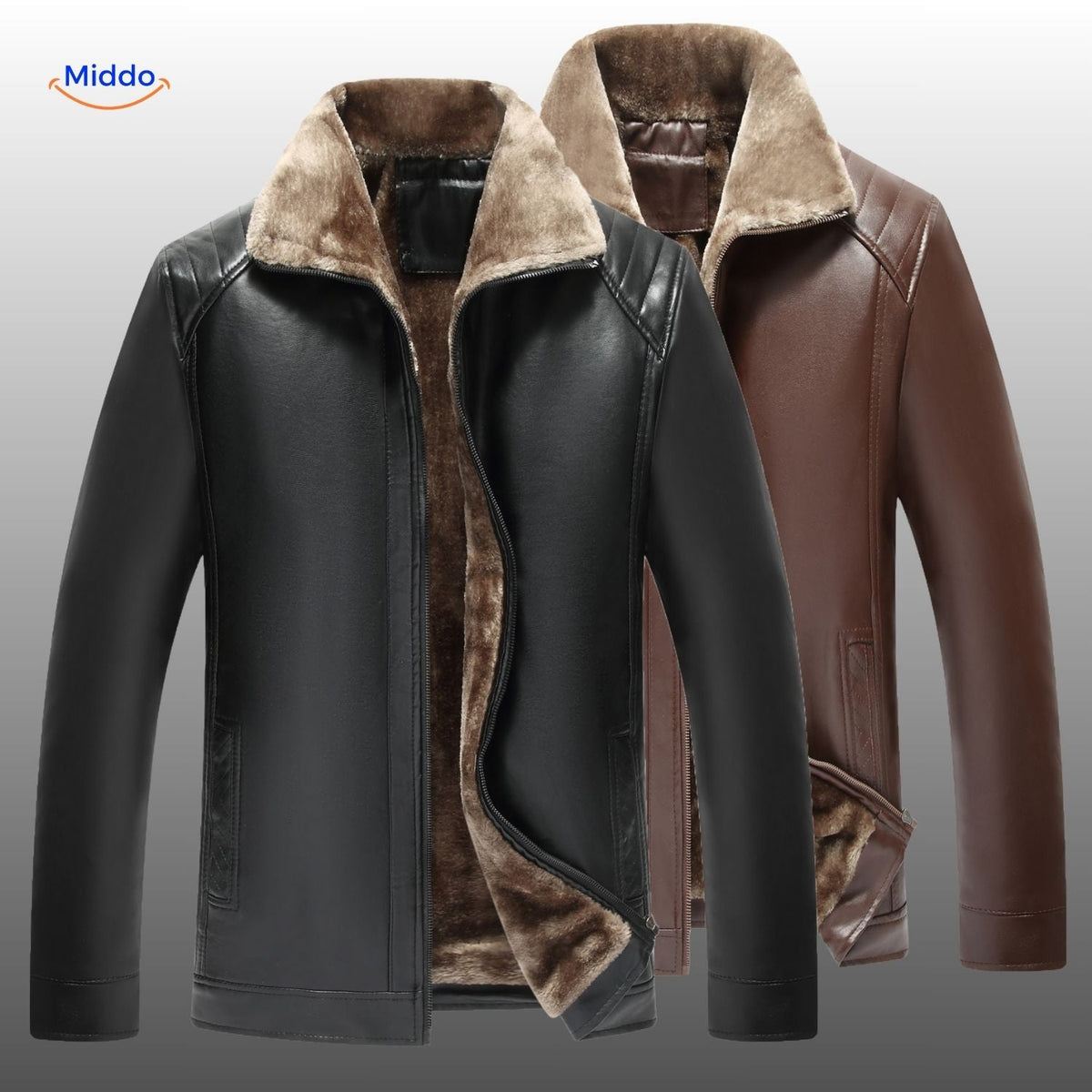 Faux-Leather Bomber with Sherpa Lining – Men's Winter Coat for Cold Weather | Thomler