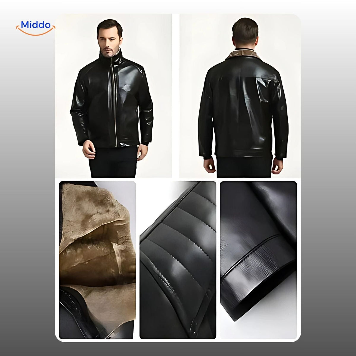 Faux-Leather Bomber with Sherpa Lining – Men's Winter Coat for Cold Weather | Thomler