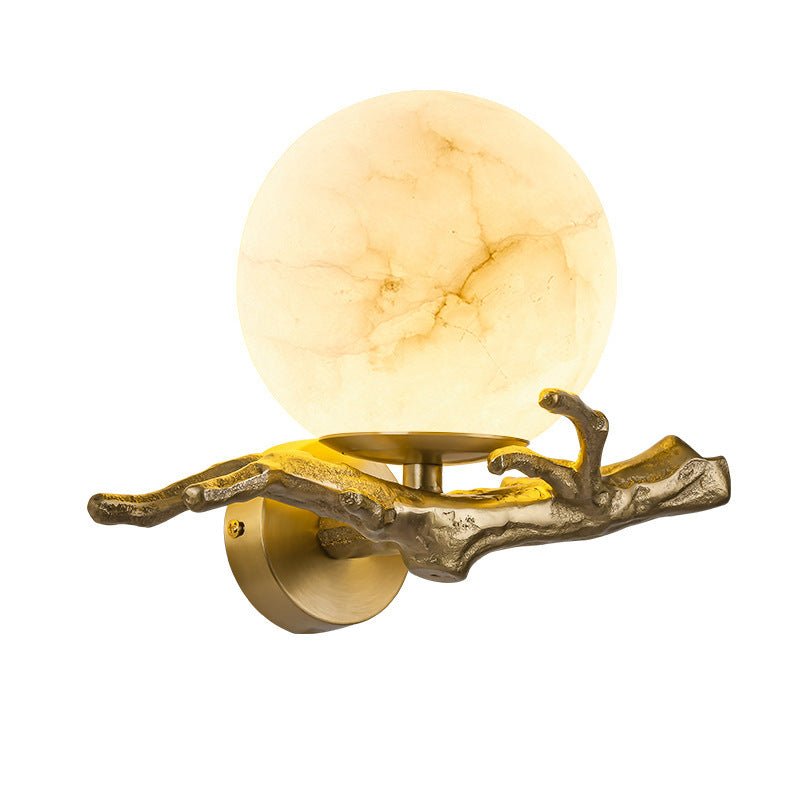 Marble & Brass Wall Sconce LED Light Fixture for Bedroom, Living Room, Hallway – Modern Minimalist Indoor Lighting | Thomler