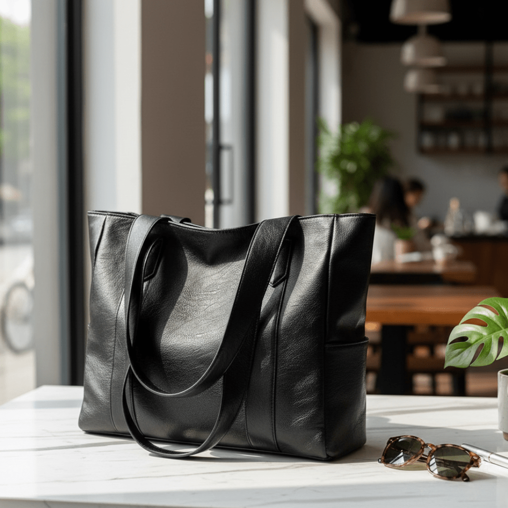Women's Faux Leather Handbag with Top Handle and Secure Zipper Closure – Classic Tote for Daily Essentials, Office, Casual Outings & Evening | Thomler