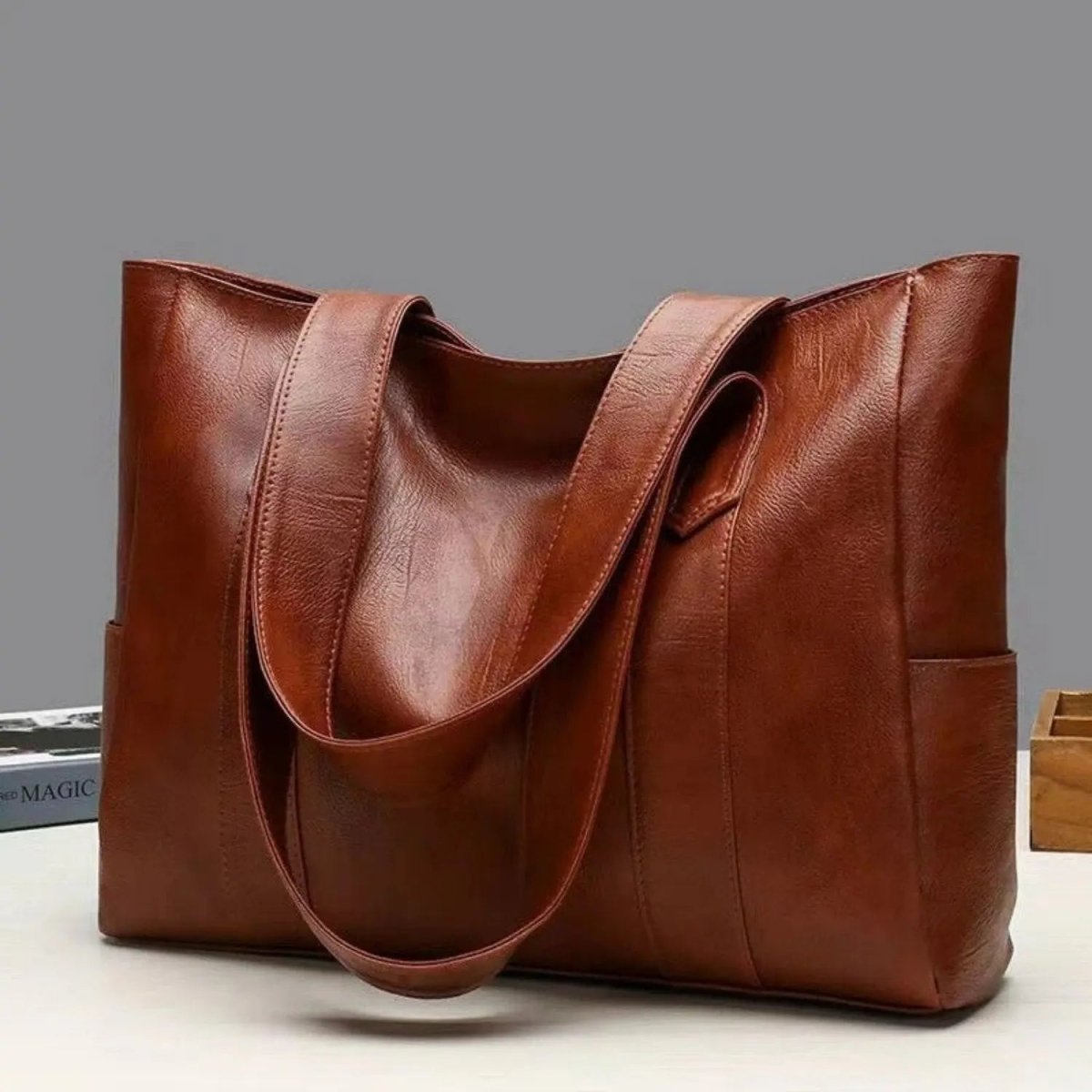 Women's Faux Leather Handbag with Top Handle and Secure Zipper Closure – Classic Tote for Daily Essentials, Office, Casual Outings & Evening | Thomler