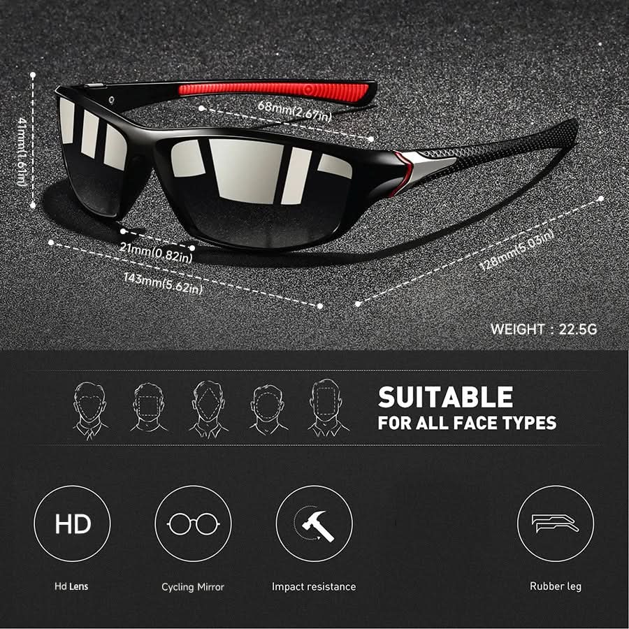 Performance Sport Sunglasses for Men & Women with Anti-Glare Shades & Eye Protection for Outdoor Activities, Cycling, Running, Fishing | Thomler