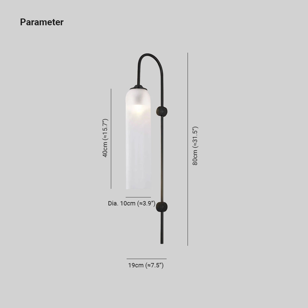 Wall Lamp Glass Cylinder 59 in Cord Gold Bedroom Living Room Plug In Sconce Modern Accent Lighting | Thomler