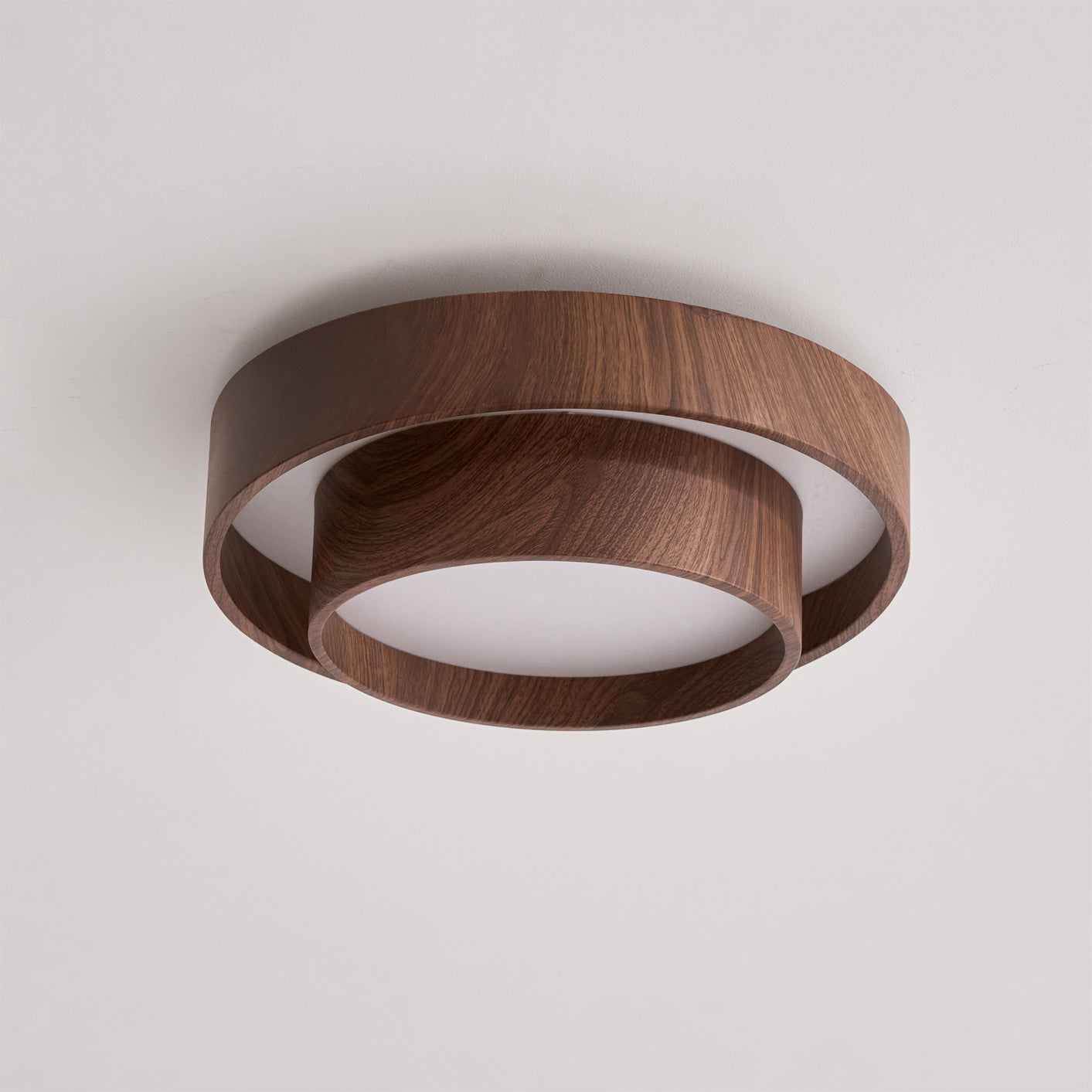 Ceiling Lamp Metal Integrated LED 15.7 in Walnut Indoor Ambient Lighting Modern Fixture | Thomler