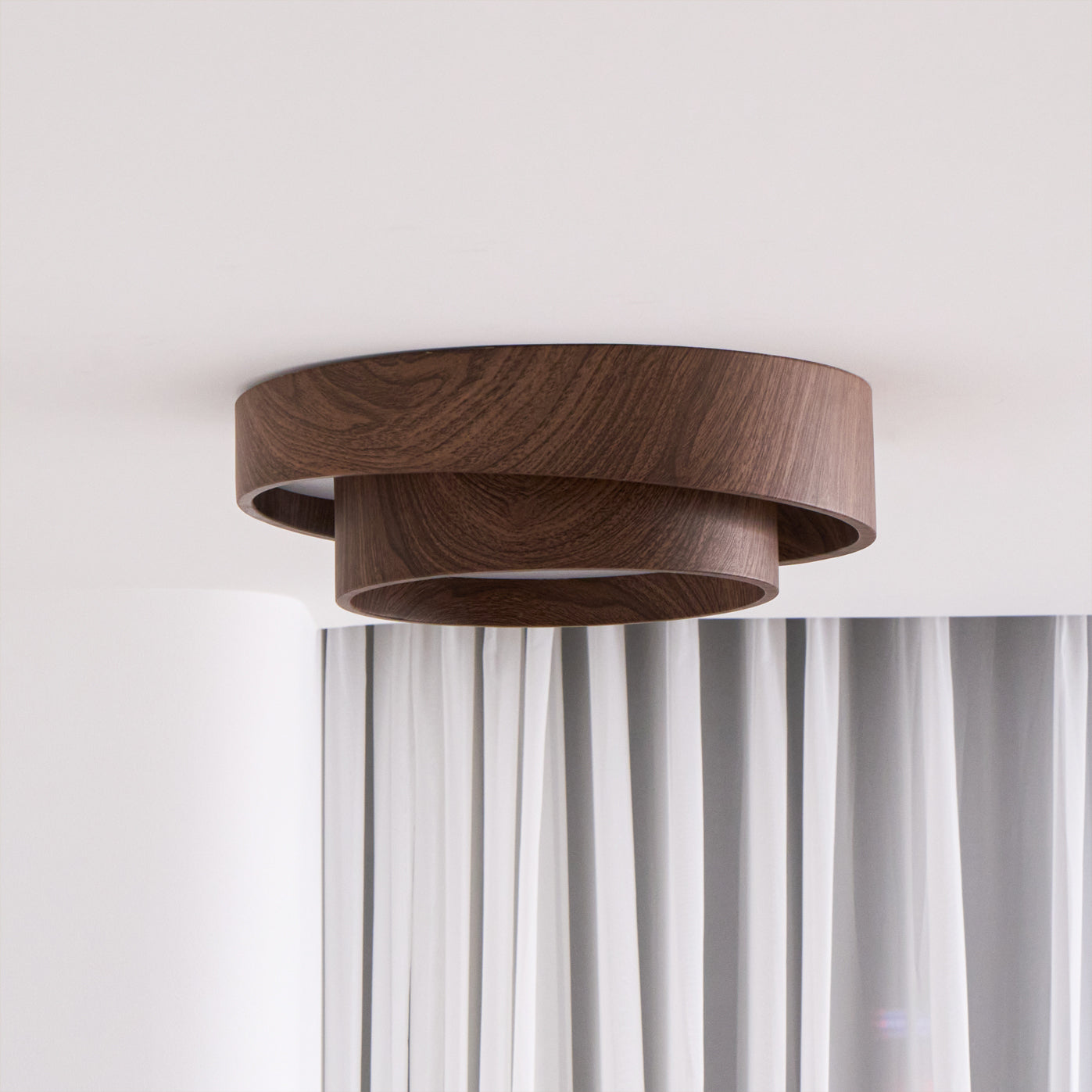 Ceiling Lamp Metal Integrated LED 15.7 in Walnut Indoor Ambient Lighting Modern Fixture | Thomler