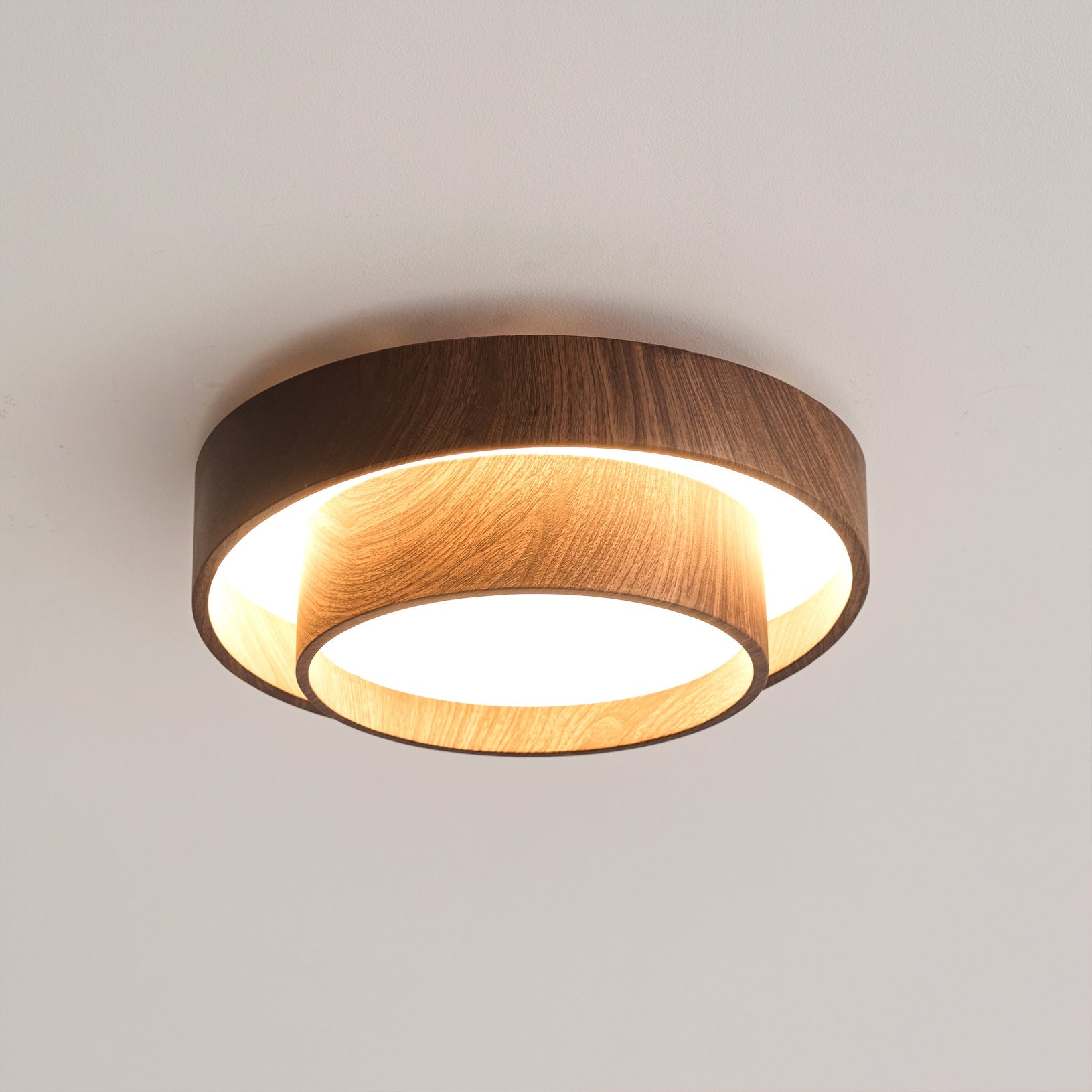 Ceiling Lamp Metal Integrated LED 15.7 in Walnut Indoor Ambient Lighting Modern Fixture | Thomler