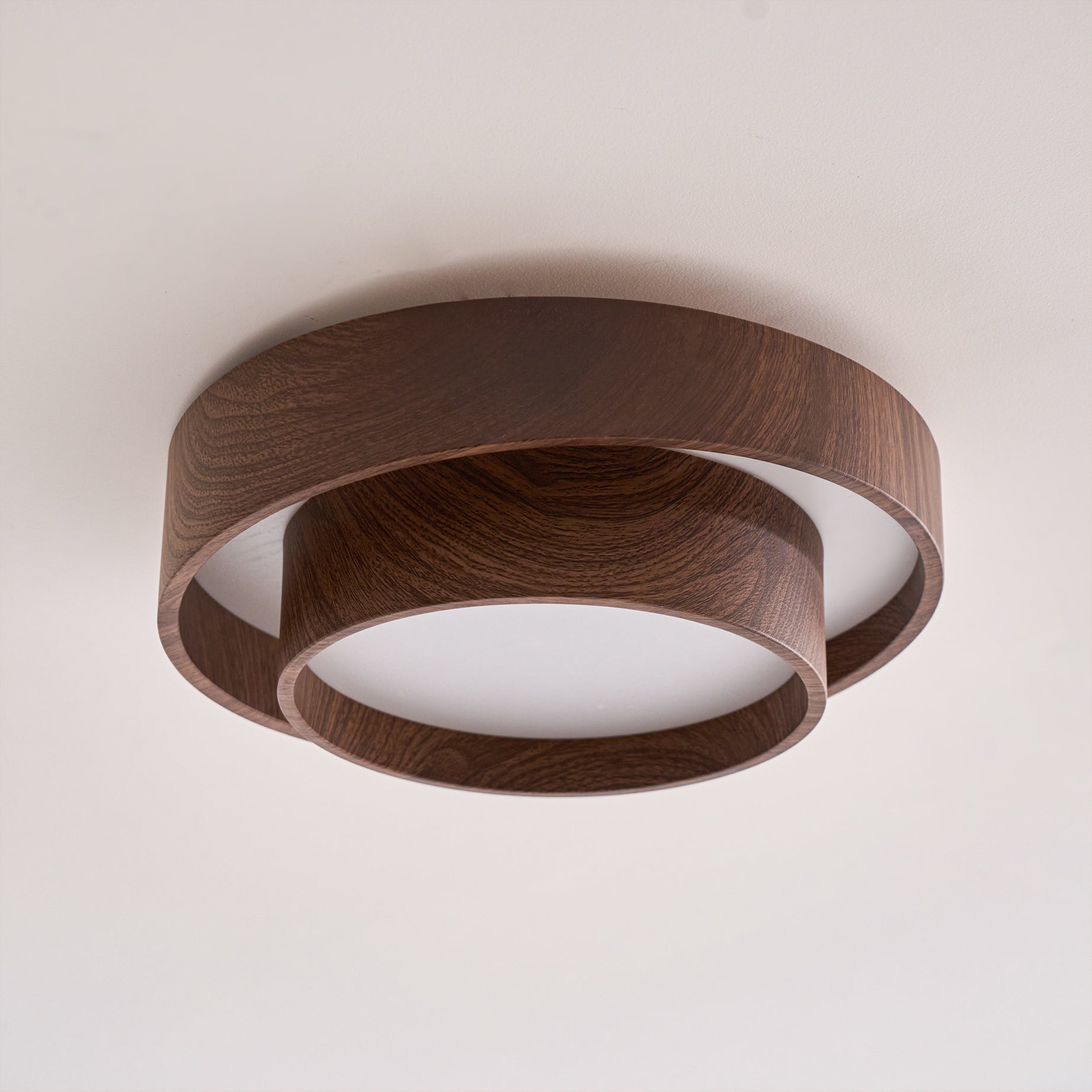 Ceiling Lamp Metal Integrated LED 15.7 in Walnut Indoor Ambient Lighting Modern Fixture | Thomler