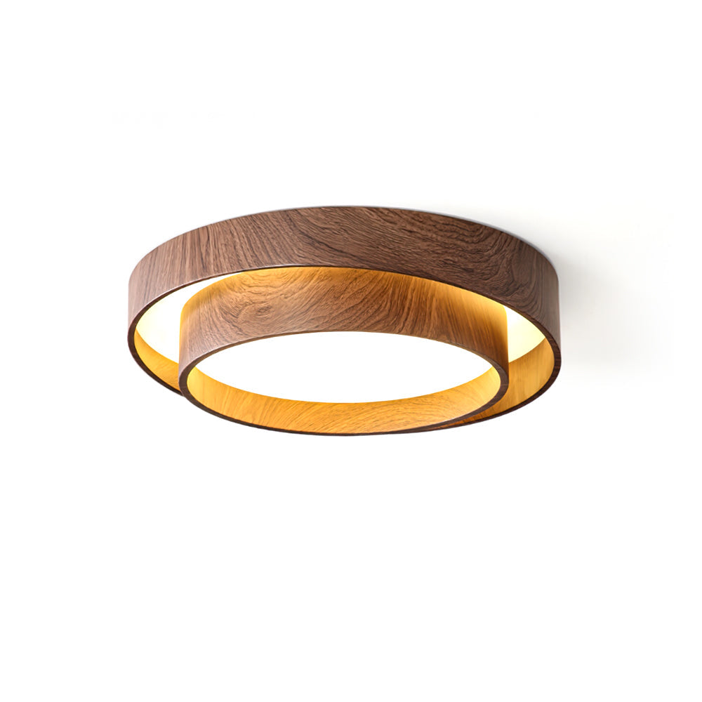 Ceiling Lamp Metal Integrated LED 15.7 in Walnut Indoor Ambient Lighting Modern Fixture | Thomler