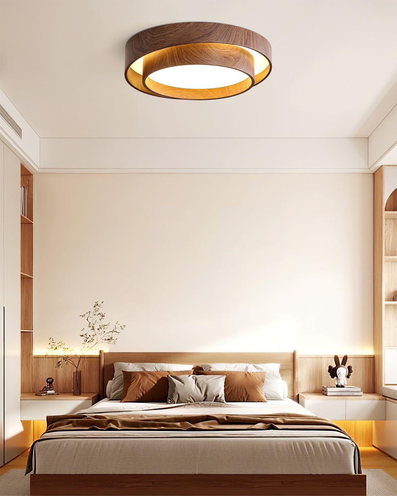 Ceiling Lamp Metal Integrated LED 15.7 in Walnut Indoor Ambient Lighting Modern Fixture | Thomler