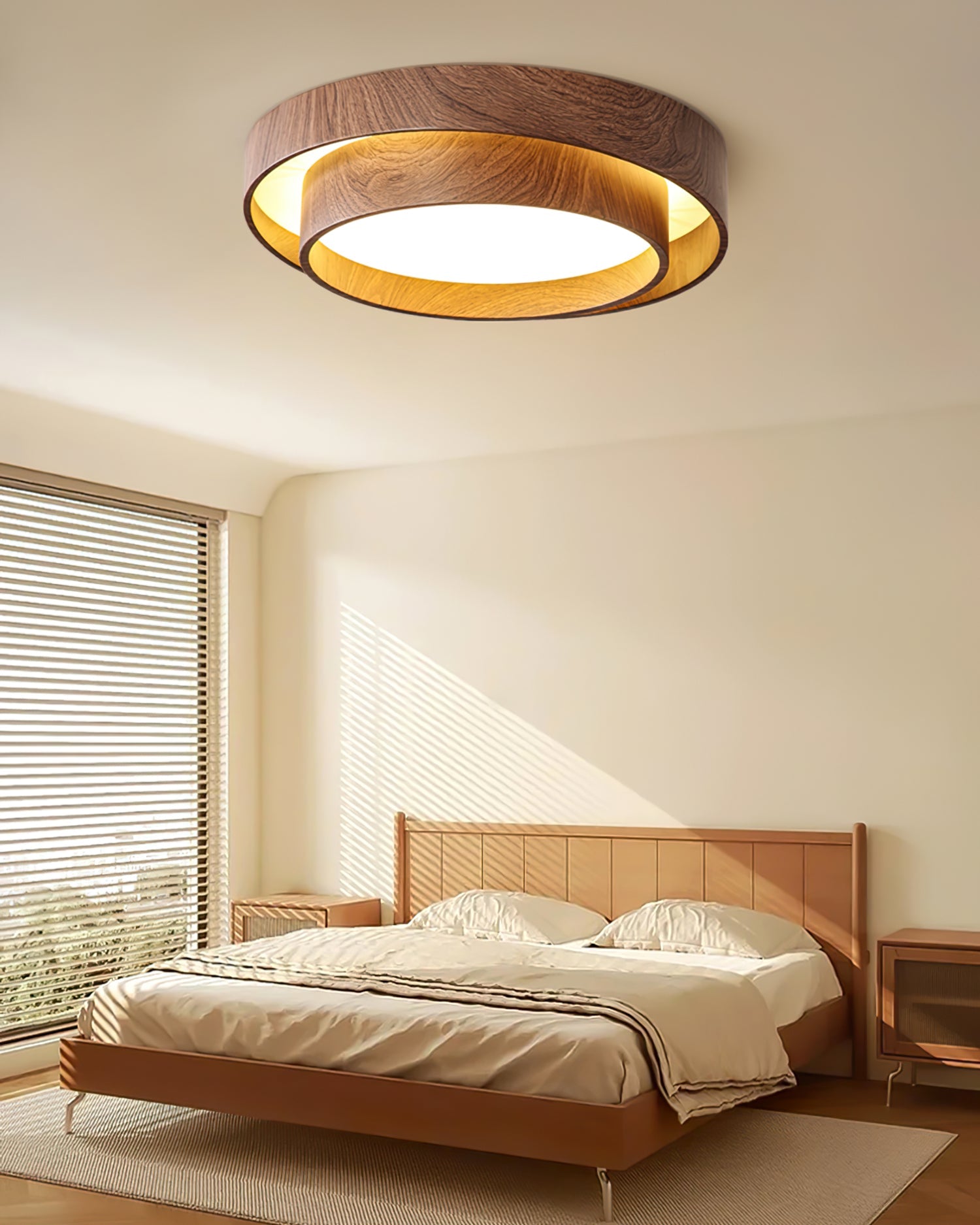 Ceiling Lamp Metal Integrated LED 15.7 in Walnut Indoor Ambient Lighting Modern Fixture | Thomler