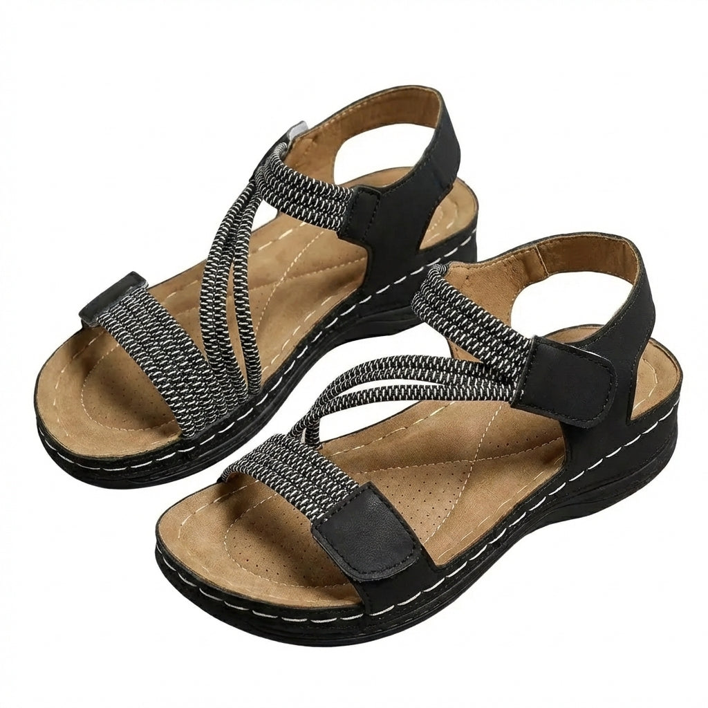 Women's Cushioned Wedge Sandals – Open-Toe Slip-On with Shock-Absorbing Sole for All-Day Comfort & Pain Relief – Casual Summer Footwear | Thomler