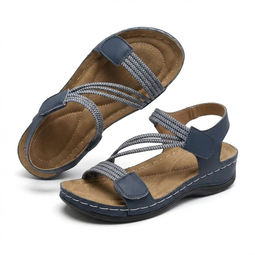 Women's Cushioned Wedge Sandals – Open-Toe Slip-On with Shock-Absorbing Sole for All-Day Comfort & Pain Relief – Casual Summer Footwear | Thomler