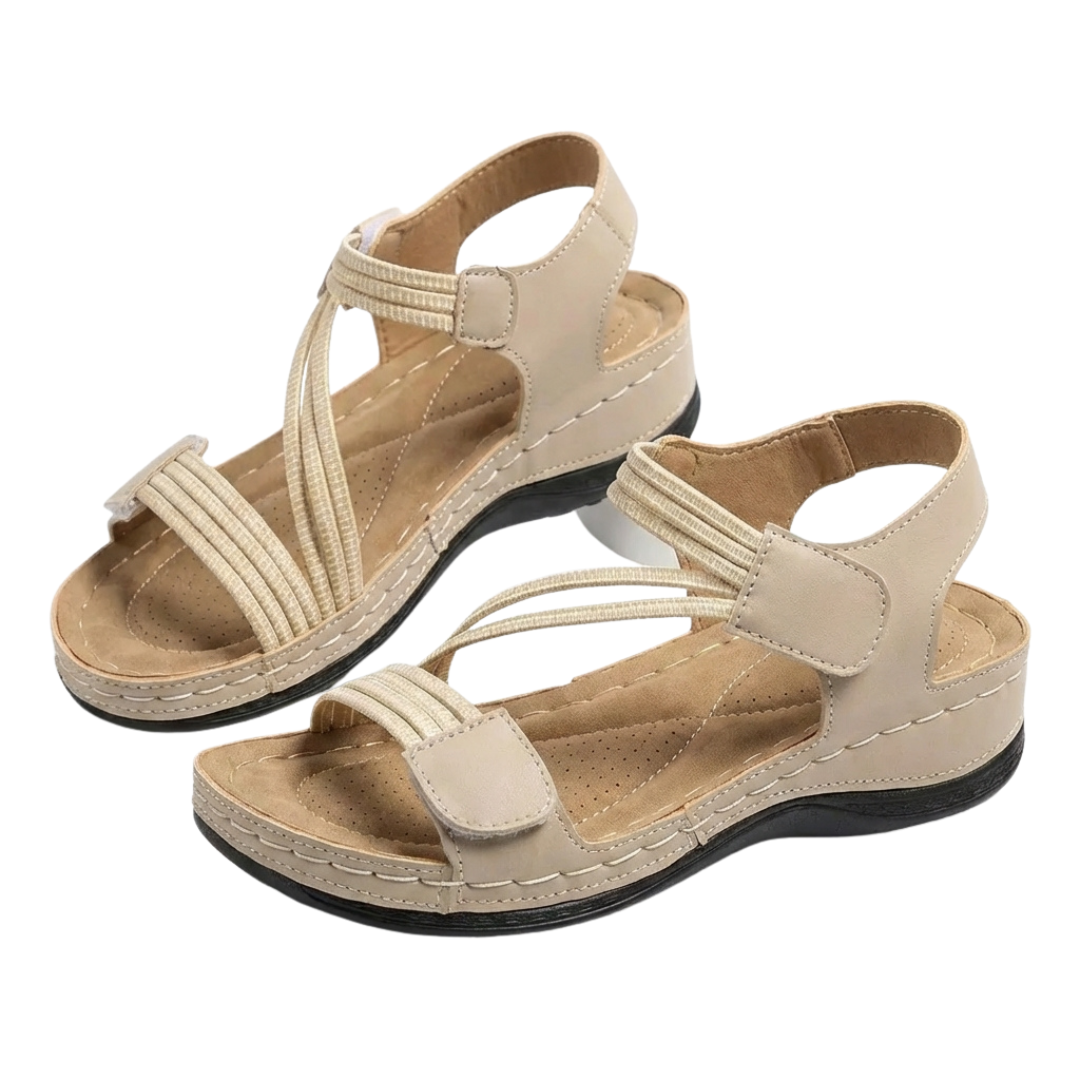 Women's Cushioned Wedge Sandals – Open-Toe Slip-On with Shock-Absorbing Sole for All-Day Comfort & Pain Relief – Casual Summer Footwear | Thomler