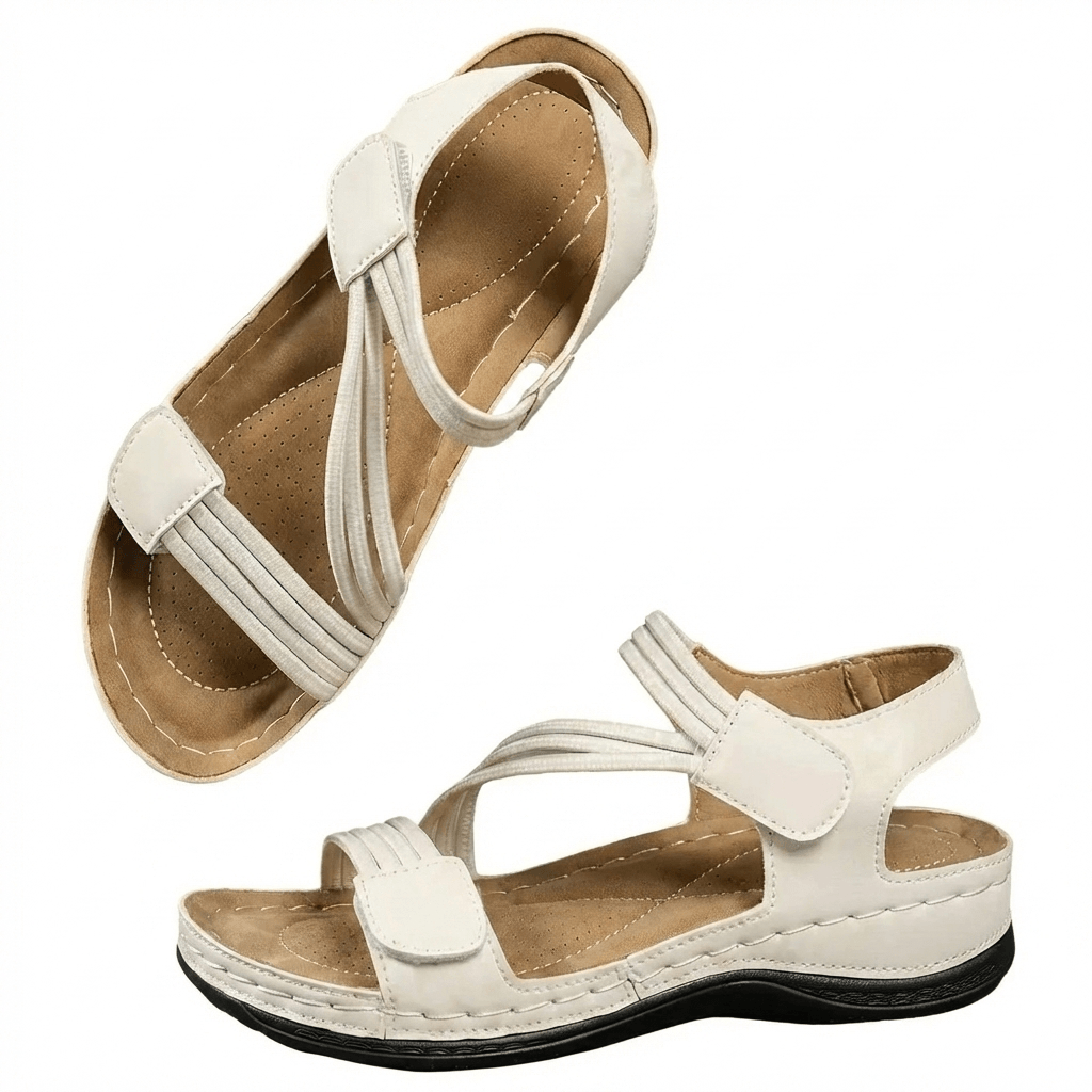 Women's Cushioned Wedge Sandals – Open-Toe Slip-On with Shock-Absorbing Sole for All-Day Comfort & Pain Relief – Casual Summer Footwear | Thomler