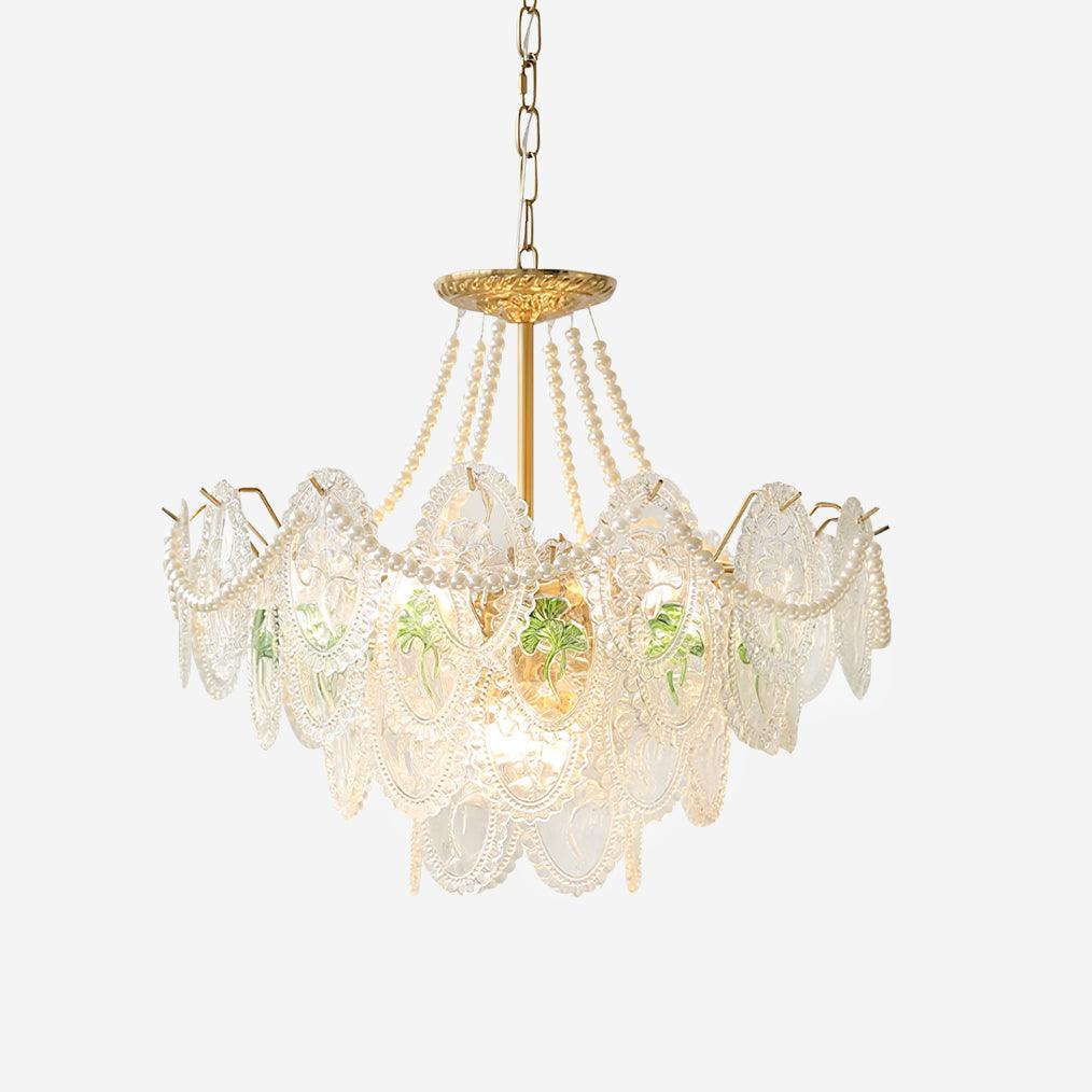 Tiered Glass Bead Chandelier with Polished Gold Hardware – Modern Pendant Ceiling Light | Thomler