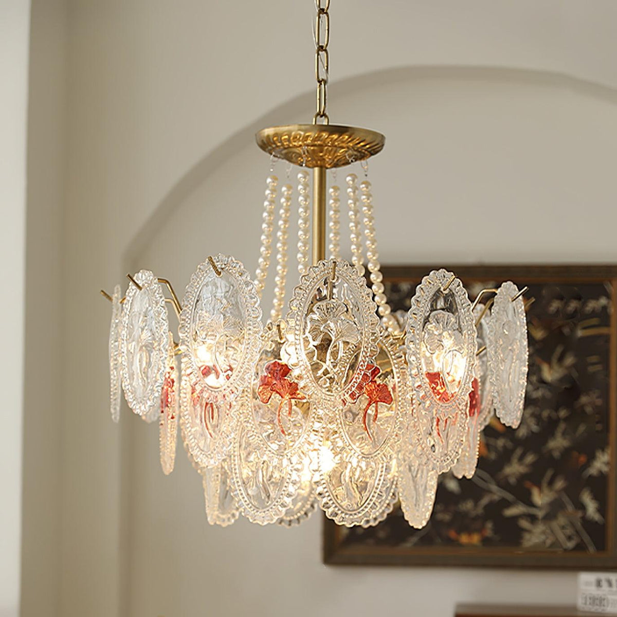 Tiered Glass Bead Chandelier with Polished Gold Hardware – Modern Pendant Ceiling Light | Thomler