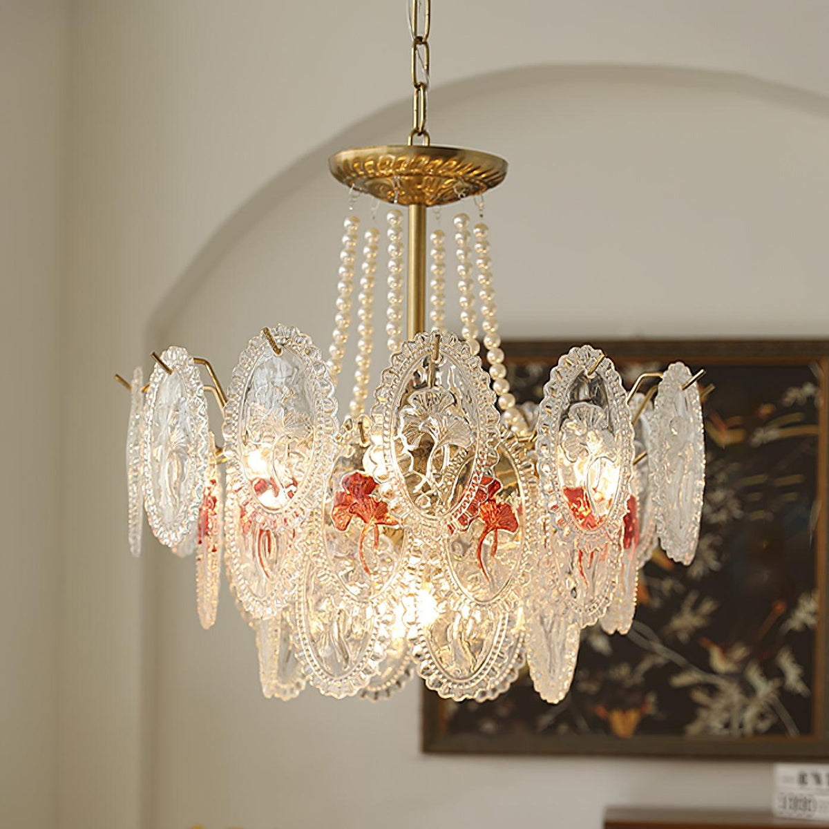 Tiered Glass Bead Chandelier with Polished Gold Hardware – Modern Pendant Ceiling Light | Thomler
