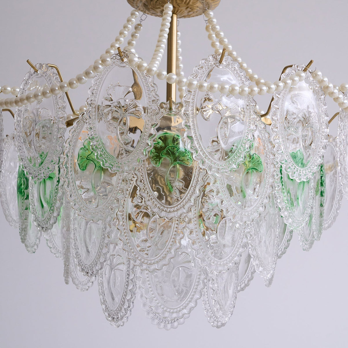 Tiered Glass Bead Chandelier with Polished Gold Hardware – Modern Pendant Ceiling Light | Thomler